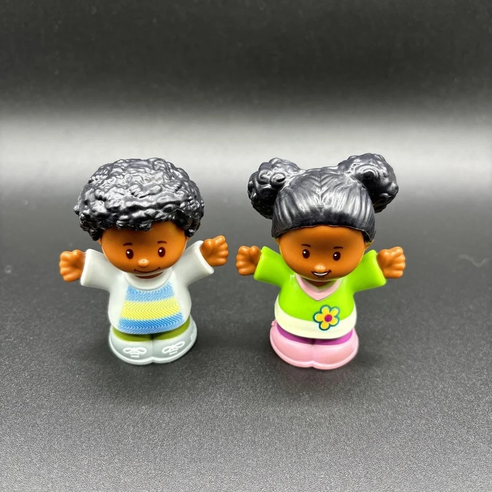 Fisher Price Little People African American Black Girl & Boy Flower‎ Shirt Tessa